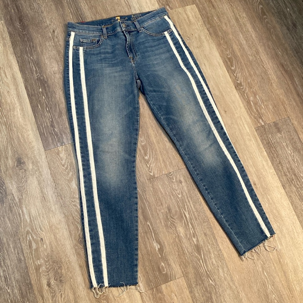 NWOT! 7 FOR ALL MANKIND Sloan Vintage Side-stripe Ankle Skinny Jeans - Size 29